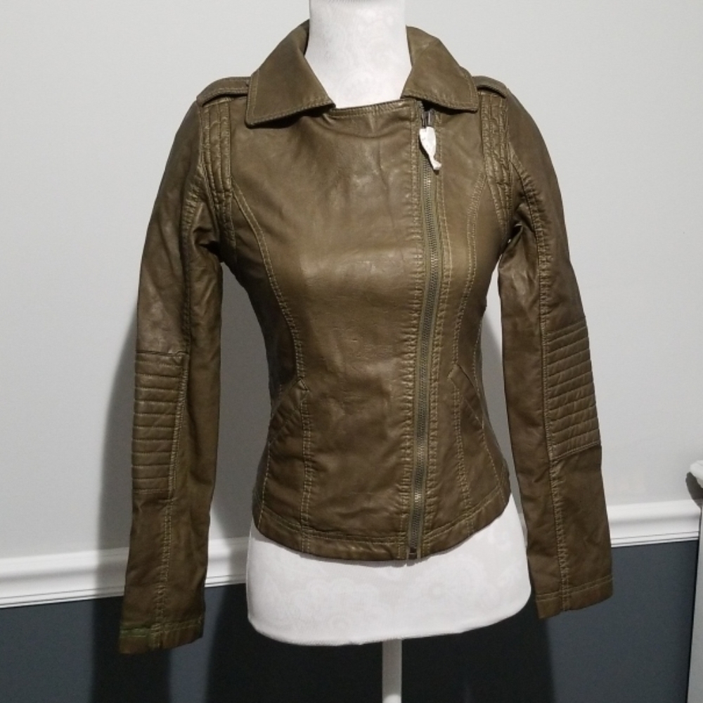 SOLD Super cool Vegan leather Jacket by Black Swan